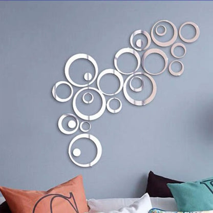 5pcs 3d Mirror Acrylic Circle Decorative Stickers