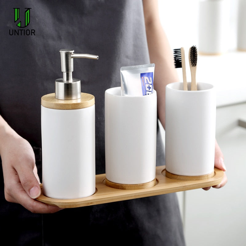 UNTIOR 3PCS Ceramic Bathroom Accessories Set