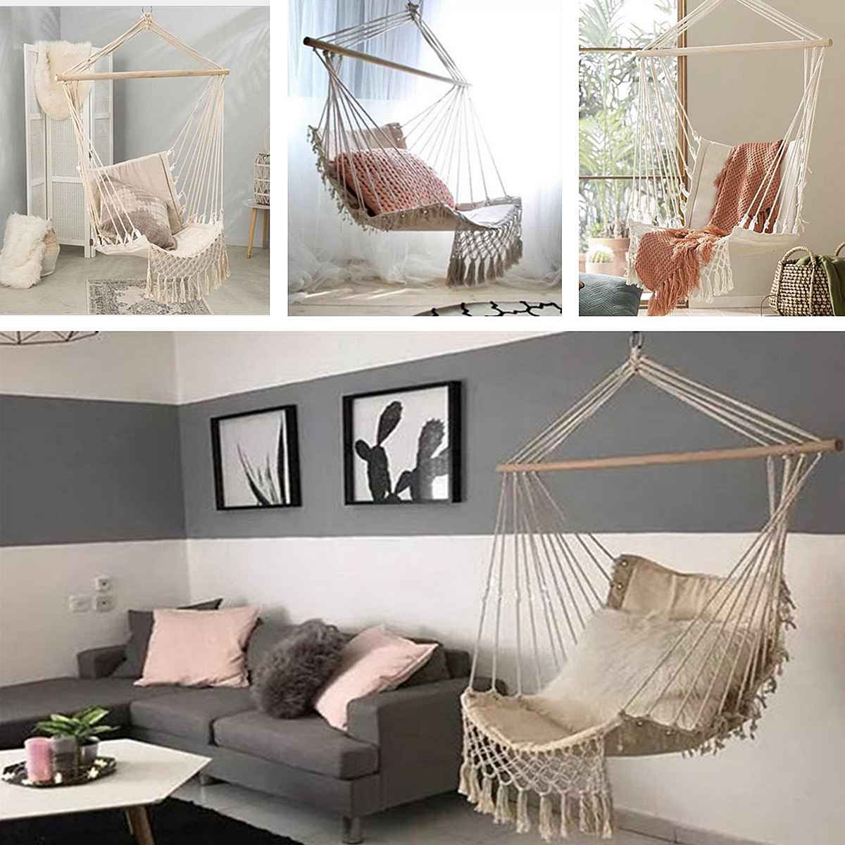 Outdoor Nordic Interior Hammock Chair Home Garden Swing Tassel Hanging Hammock