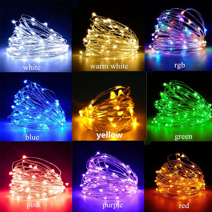 Led Fairy Lights Copper Wire String 1/2/5/10M Holiday Outdoor Lamp Garland  Decoration