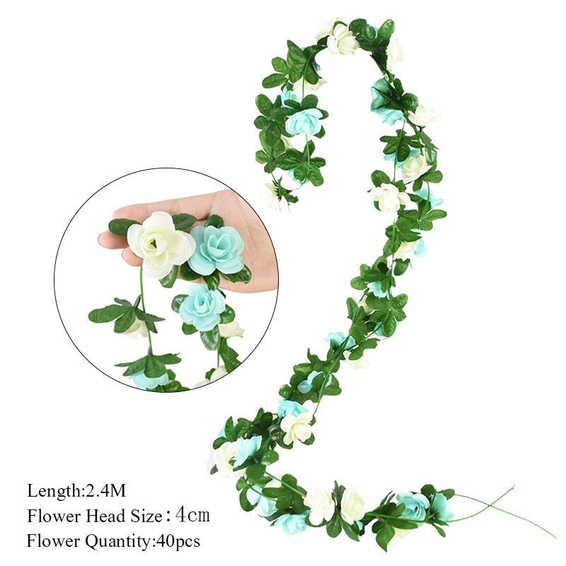 2.3m Flower Garland Artificial Flower String With Leaves Silk Ivy Vine