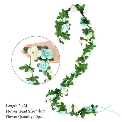 2.3m Flower Garland Artificial Flower String With Leaves Silk Ivy Vine