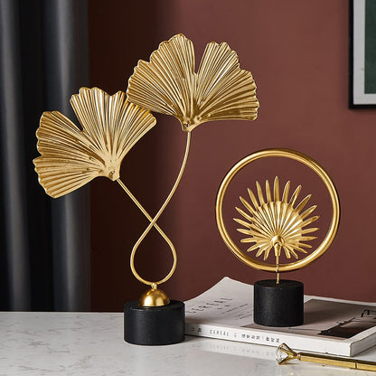 Nordic Gold Ginkgo Leaf Crafts Sculpture Luxury Desktop Ornaments (Multi Styles)