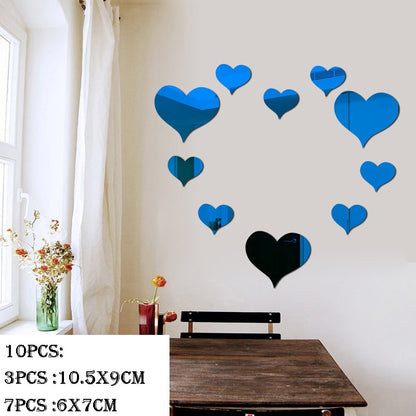 3D Mirror Wall Sticker Love Round Acrylic Wall Sticker DIY