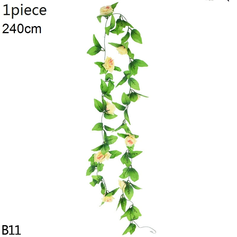 Wisteria Artificial Flower Vine Ivy Leaf Garland Silk Rose Flowers Rattan String Vine Arch Flower Home Garden Decoration