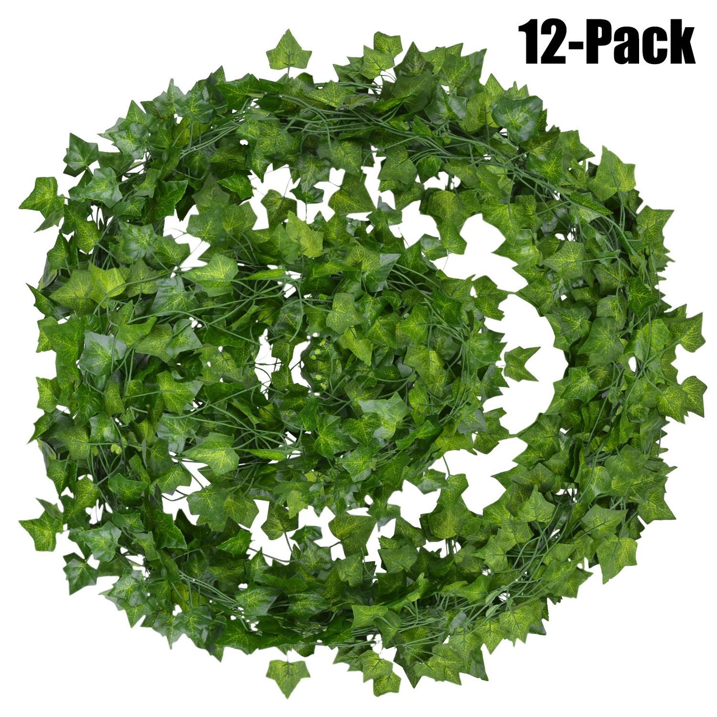 12pcs 2M Ivy Green Fake Leaves Garland Plant Vine Foliage