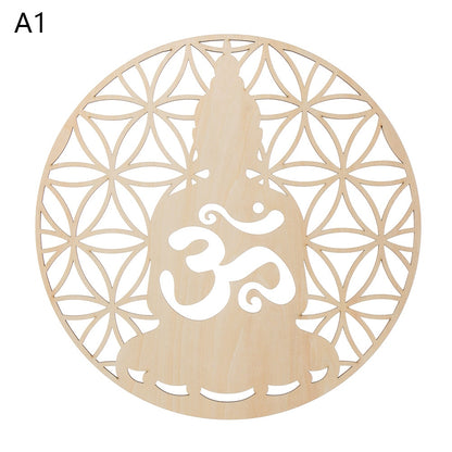 1PC Wood Wall Flower of Life Shape Non-slip Coaster