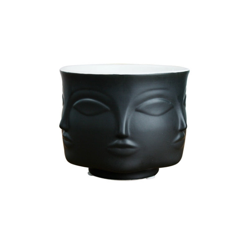 Nordic Style Ceramic Face Design Vase (Multi Colors)