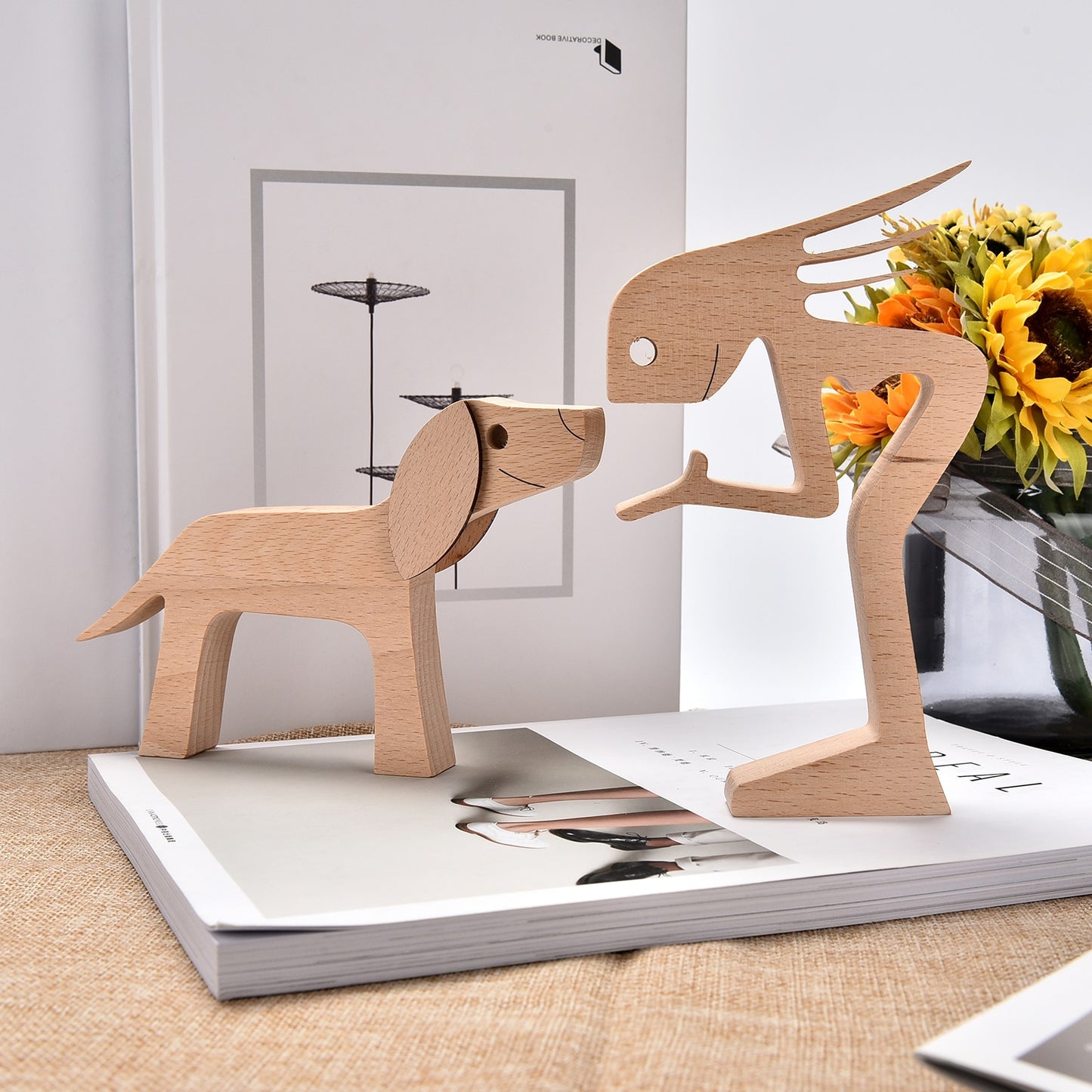 Handmade Wood Dog Decor Sculptures (Multi Styles)