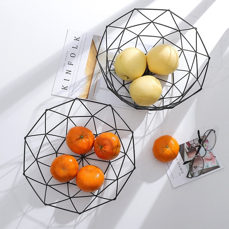 Kitchen Basket Container Bowl Metal Wire Basket Kitchen Drain Rack Fruit Vegetable Storage Holder Snack Tray Storage Bowl