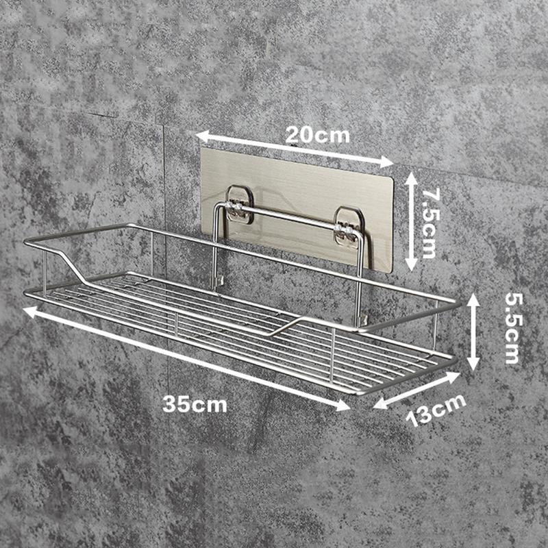 Stainless Steel Bathroom Storage Shelf Punch-Free Kitchen Bathroom Toilet Wall Hanging Storage Rack