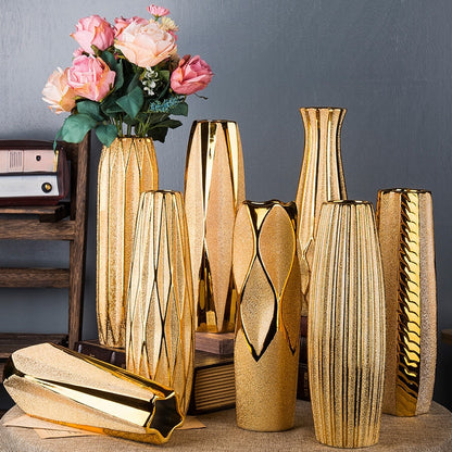 30CM Luxury Europe Gold Ceramic Vases (Multi Styles)