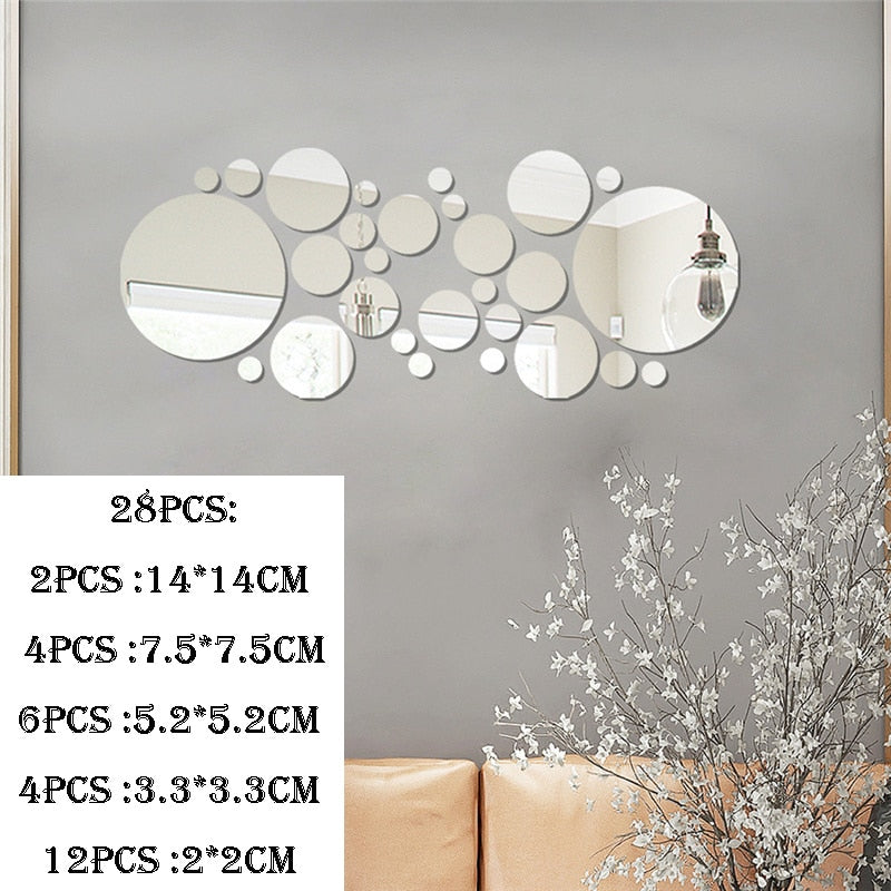 3D Mirror Wall Sticker Love Round Acrylic Wall Sticker DIY