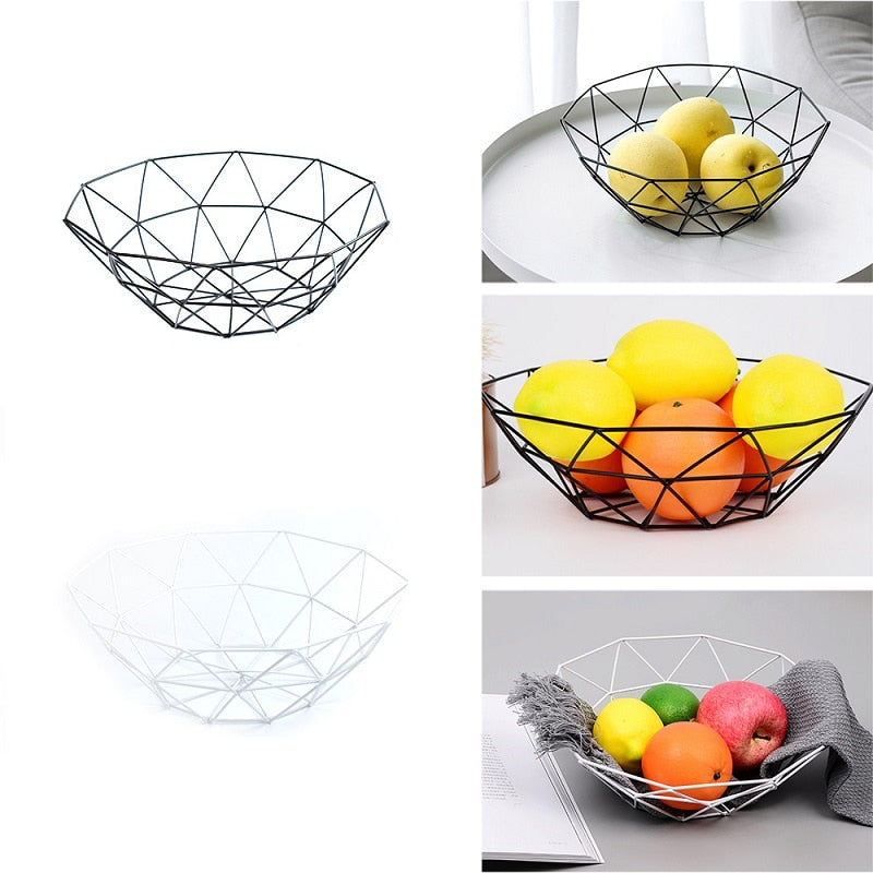 Kitchen Basket Container Bowl Metal Wire Basket Kitchen Drain Rack Fruit Vegetable Storage Holder Snack Tray Storage Bowl