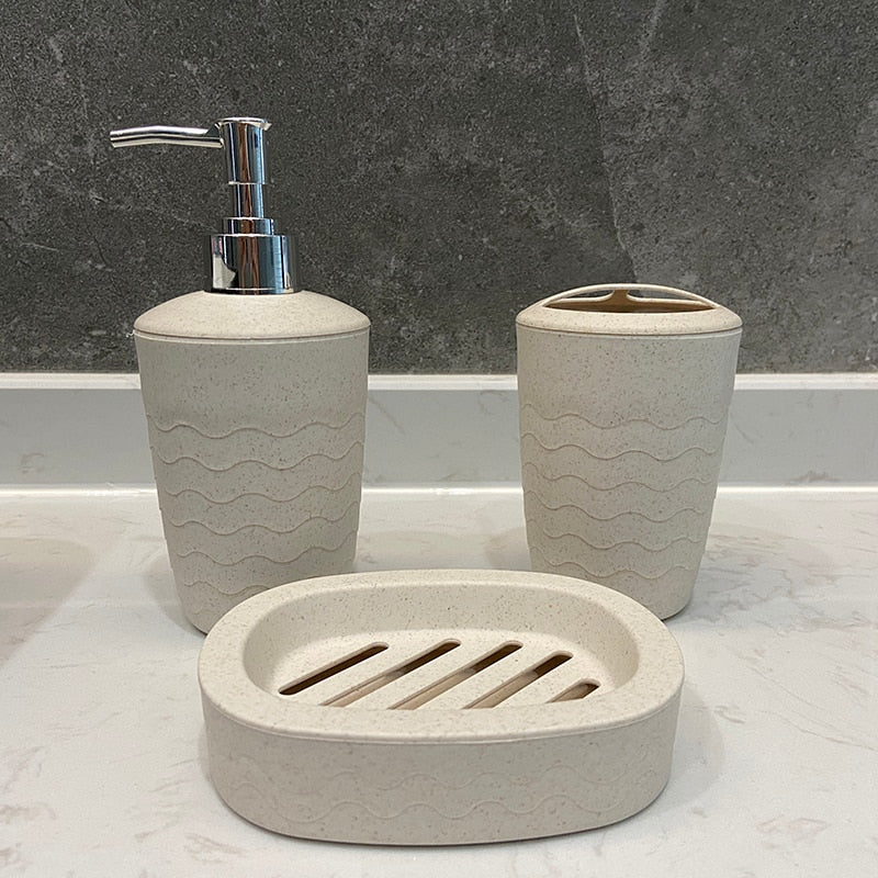 3Pcs/Set Wheat Straw Soap Dispenser Toothbrush Holder Soap Box