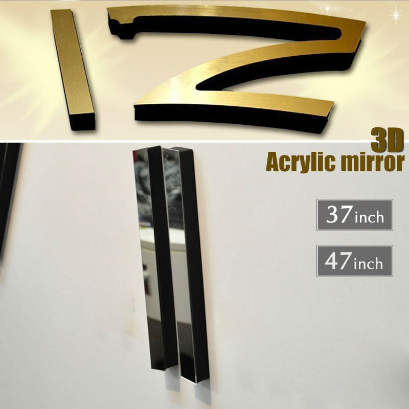 Big Fashion 3D Mirror Wall Sticker Clock DIY (Multi Colors)