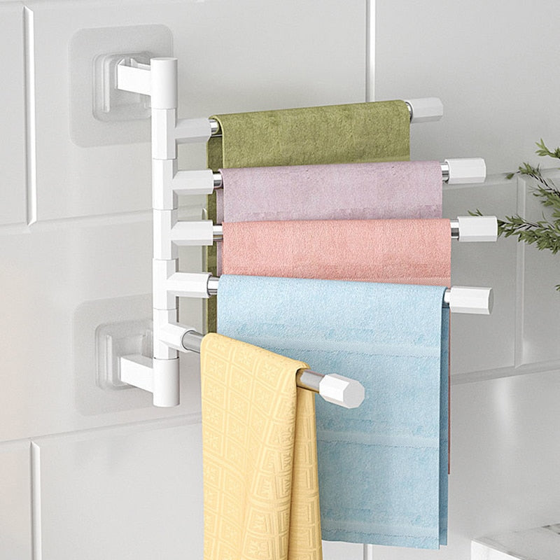 Towel Rack Rotatable Towel Holder Space Aluminum 2/3/4/5-Bar Towel Hanger Shelf Paper Hanging Wall Mounted