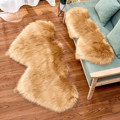 Double Heart Artificial Wool Sheepskin Floor Area Rug (Multi Colors)