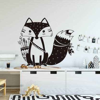 Cartoon Tribal Animals Vinyl Wall Sticker For Kids Room Decoration Babys Bedroom Decor Decals Stickers Bear Fox art wallpaper