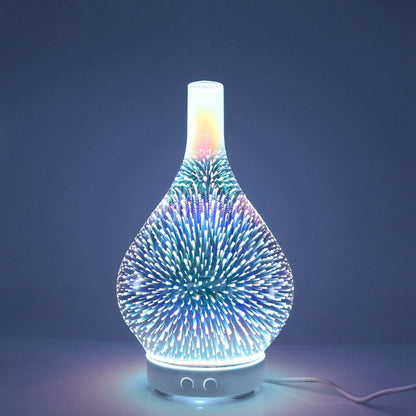 3D Firework Glass Vase Shape Air Humidifier with 7 Color Led Light Aroma Essential Oil Diffuser Mist Maker Ultrasonic (Multi Colors)