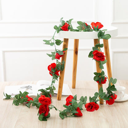 Silk Artificial Rose Vine Hanging Flowers For Wall Decoration