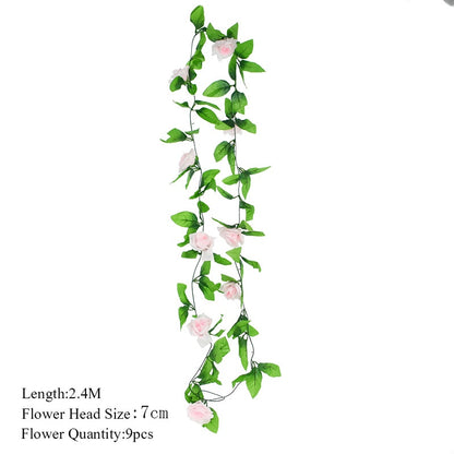 2.3m Flower Garland Artificial Flower String With Leaves Silk Ivy Vine