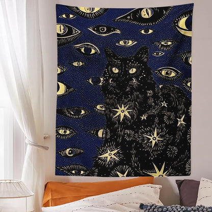 Cat Coven Tapestry Printed Witchcraft Hippie Wall Hanging Bohemian Wall Tapestry Mandala Wall Art Aesthetic Room Decor Decor