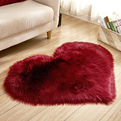 Heart Shape Fluffy Rugs Washable Faux Fur Rug (Multi Colors)