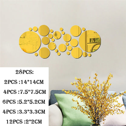 3D Mirror Wall Sticker Love Round Acrylic Wall Sticker DIY