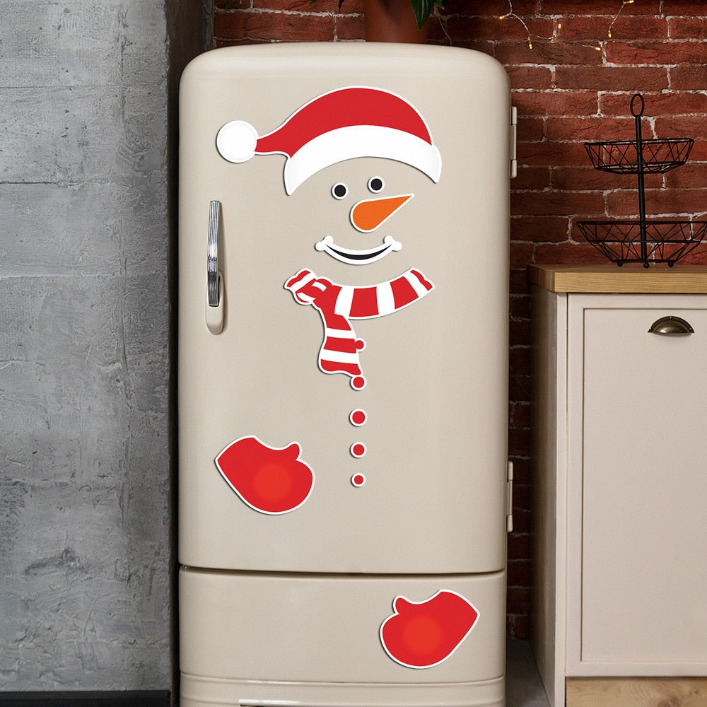 Fridge magnet Magnet fridge Sticker Fridge Christmas Snowman Face Kitchen Fridge Wall Stickers Art Cute Smiley Wall Stickers