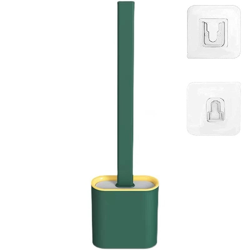 Wall-Mounted Silicone Toilet Brush and Holder Set for Bathroom