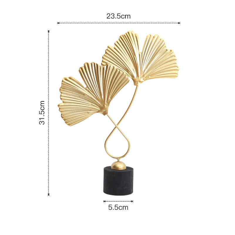 Nordic Gold Ginkgo Leaf Crafts Sculpture Luxury Desktop Ornaments (Multi Styles)