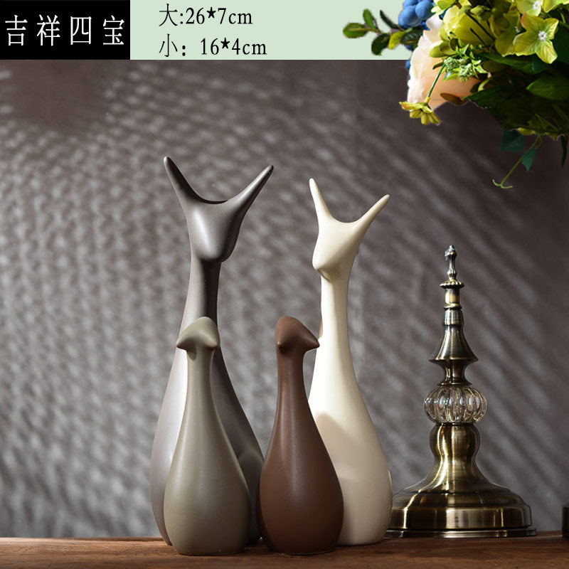 Simple Modern Ceramic Figurines Livingroom Ornament Home Furnishing Decoration Crafts Office Coffee Accessories Wedding Gift