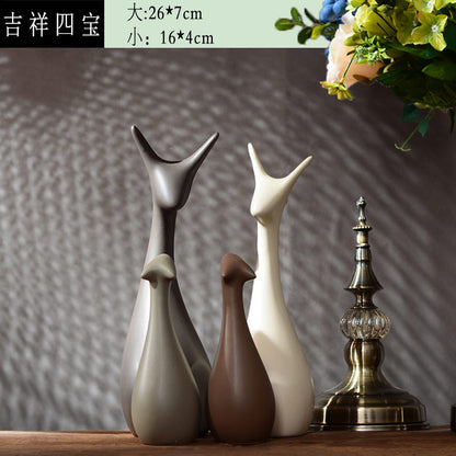 Simple Modern Ceramic Figurines Livingroom Ornament Home Furnishing Decoration Crafts Office Coffee Accessories Wedding Gift