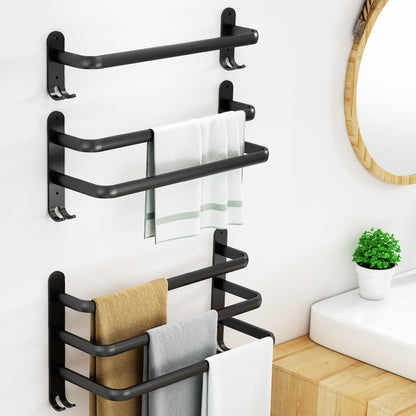 Wall Mounted Towel Rack Towel Hanger Rail Space Aluminum Black