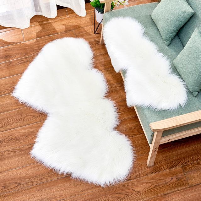 Double Heart Artificial Wool Sheepskin Floor Area Rug (Multi Colors)