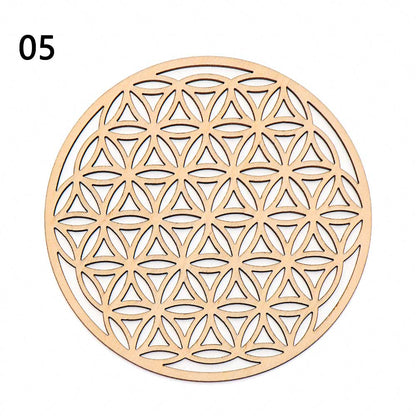 1PC Wood Wall Flower of Life Shape Non-slip Coaster