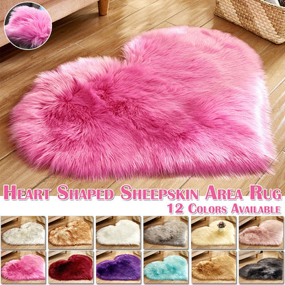 Heart Shape Fluffy Rugs Washable Faux Fur Rug (Multi Colors)