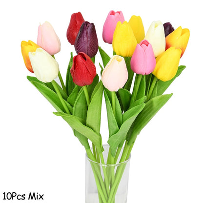 10PCS Tulip Artificial Flower Real Touch Artificial Bouquet PE Fake Flower