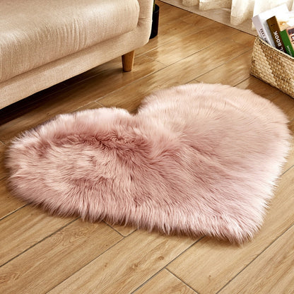 Heart Shape Fluffy Rugs Washable Faux Fur Rug (Multi Colors)