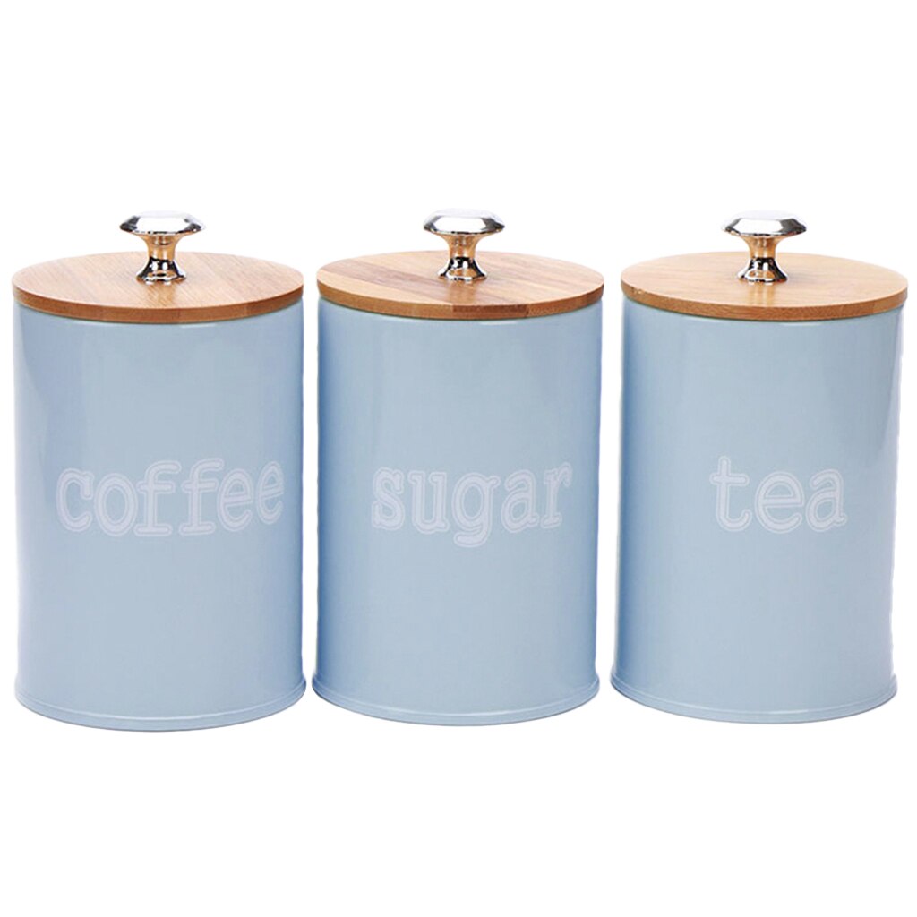 Kitchen Metal Spice Seasoning Canister Set Tea Coffee Sugar Jar Container