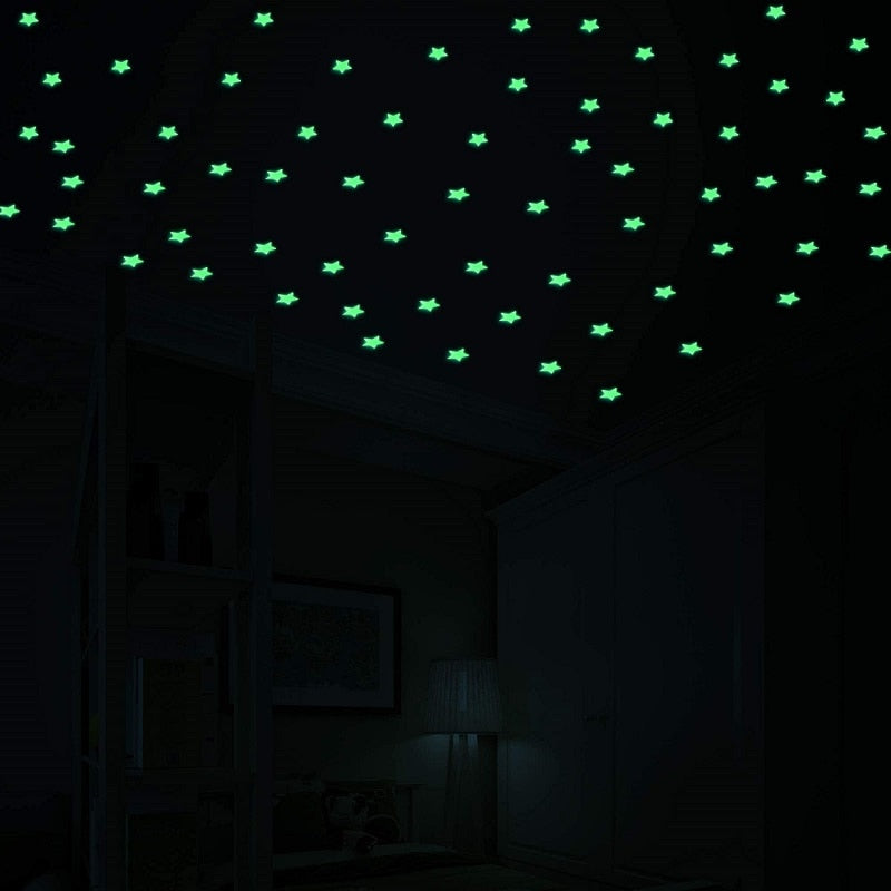 50Pcs Luminous 3D Stars Glow In The Dark Wall Stickers For Kids Baby Rooms Bedroom Ceiling Home Decor Fluorescent Star Stickers