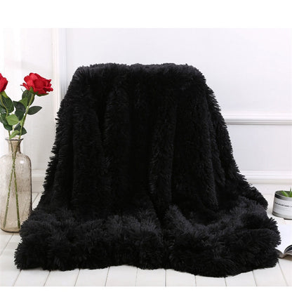 Fluffy Long Plush Throw Blanket Super Soft Double-sided Bedspread