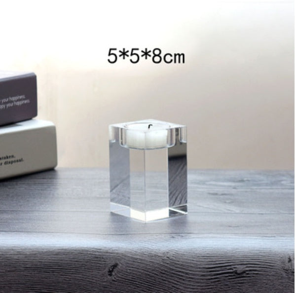 ERMAKOVA Candle Holder Solid Crystal Clear Square Glass Pillar Tealight Holder for Wedding Home Decoration Candlelight Dinner