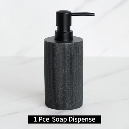 Black Bathroom Accessories  with Toothbrush Holder Soap Dispenser  Tumbler Cups Soap Dish and Toilet Brush Holder