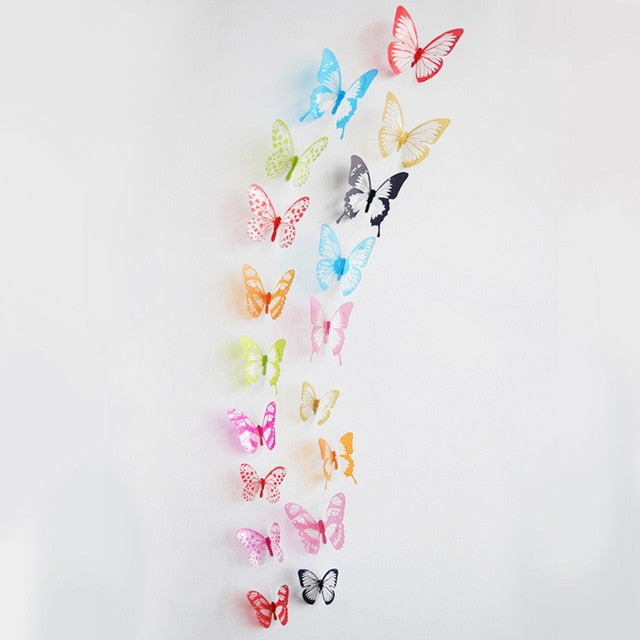 18pcs/lot 3d Effect Crystal Butterflies Wall Sticker Beautiful Butterfly