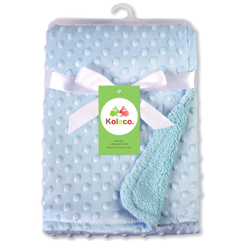 Baby Fleece Thermal Soft Newborn Blanket Solid Bedding Set