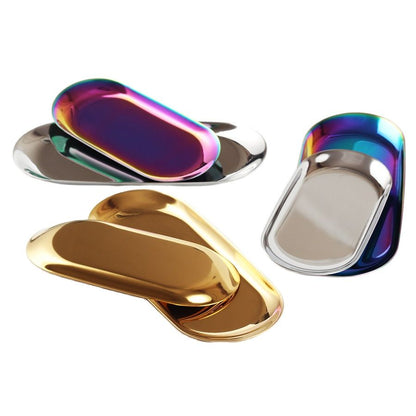 The Nordic Ins Gold Oval European Style Jewelry Tray Stainless Steel Plate Metal Desktop Receive Dish