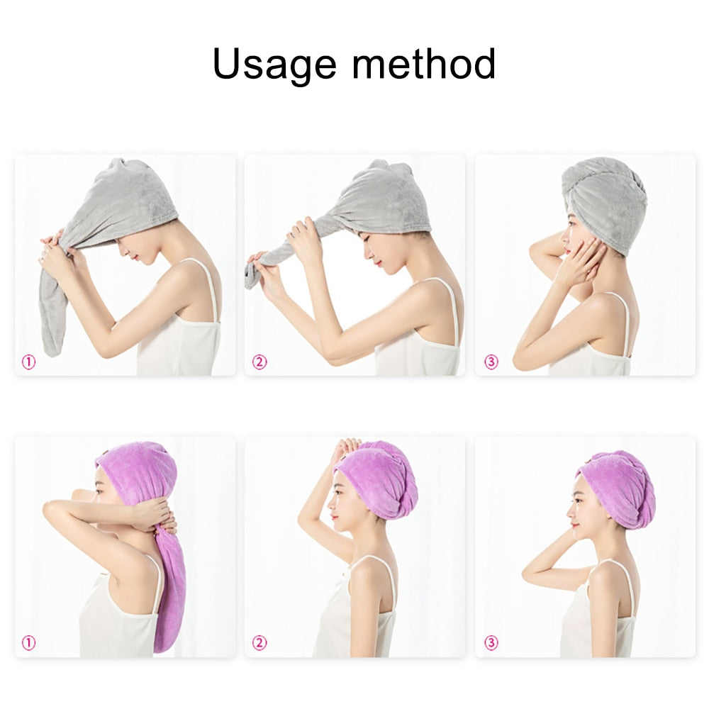 Towel Women Adult Bathroom Absorbent Quick-Drying Bath Thicker Shower Long Curly Hair Cap Microfiber Wisp Dry Head Hair Towel