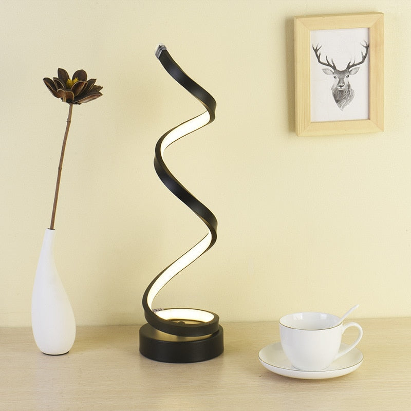 Creative LED Spiral Table Lamp Modern Curved (Multi Colors)